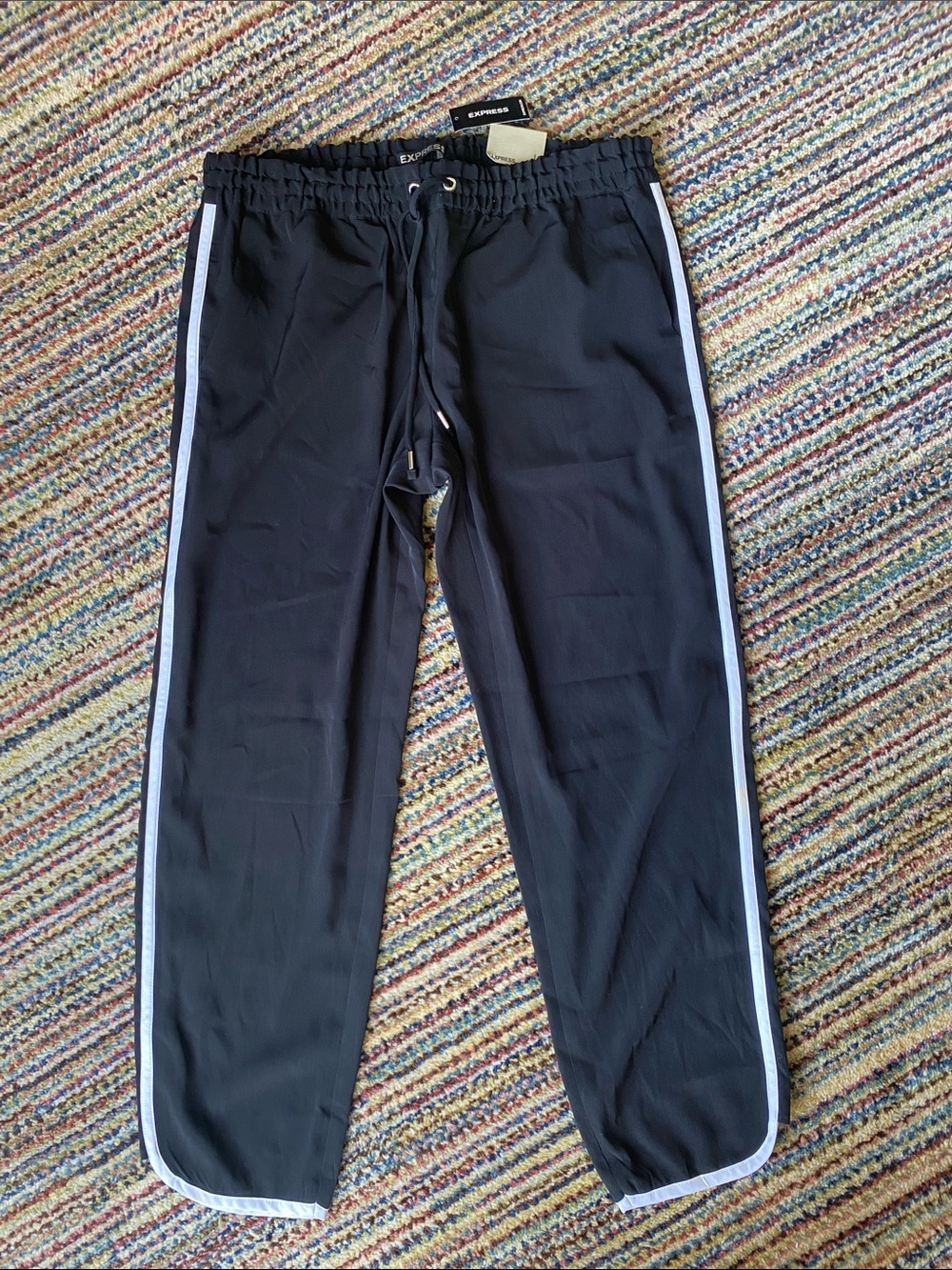 Express Black Joggers with White Side Stripes